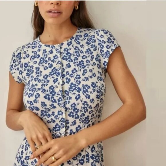 REFORMATION Fauna Milanesa Floral Midi Dress Size 12 - Picture 3 of 8